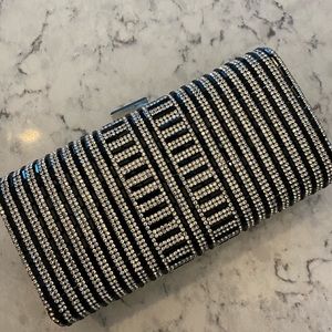 Black and crystal rhinestone clutch
